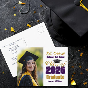 Invitation Carte Postale Fête de photo de remise des diplômes de la promoti