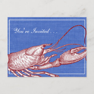 Invitation Carte Postale Fête de plage vintage de cuisson de homard nautiqu