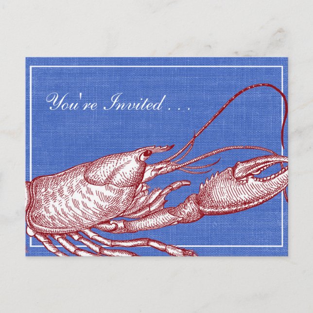 Invitation Carte Postale Fête de plage vintage de cuisson de homard nautiqu (Devant)