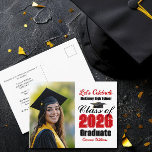 Invitation Carte Postale Fête de remise des diplômes de la promotion rouge