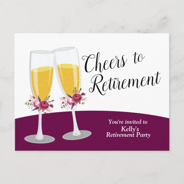 Invitation Carte Postale Fête de retraite au Champagne (Devant)