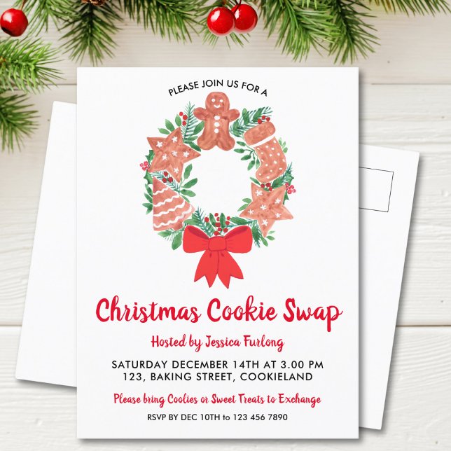 Invitation Carte Postale Fête d'échange de biscuits de Noël (Créateur téléchargé)