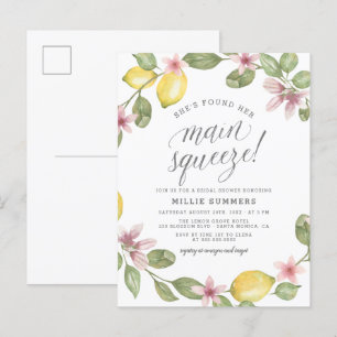 Invitation Carte Postale Fête des mariées de couronnes de citron fleuri