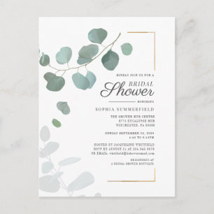 Invitation Carte Postale Fête des mariées Eucalyptus Script Verdure Floral
