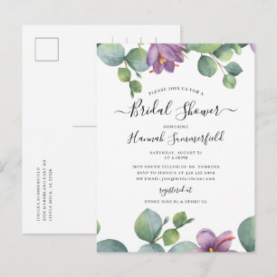 Invitation Carte Postale Fête des mariées Eucalyptus Vert Floral Succulent