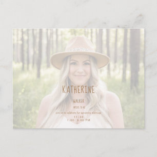 Invitation Carte Postale Fête des mariées photo de mariée simple