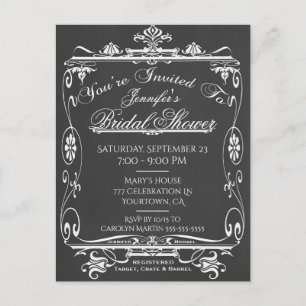 Invitation Carte Postale Fête des mariées Tableau de bord vintage