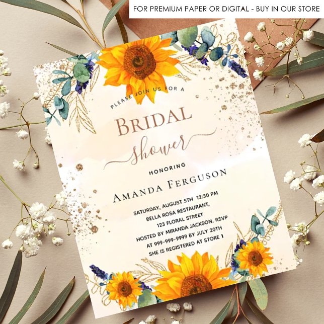 Invitation Carte Postale Fête des mariées tournesol eucalyptus parties scin (Créateur téléchargé)