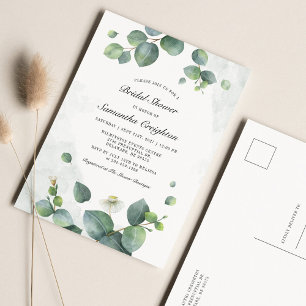 Invitation Carte Postale Fête des mariées verte Eucalyptus