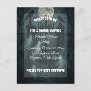 Invitation Carte Postale Fête d'Halloween du cimetière éffrayant