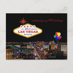 Invitation Carte Postale Fête du 21e anniversaire Las Vegas Postcard