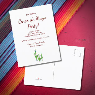 Invitation Carte Postale Fête du Cinco de Mayo dans le désert de cactus Sag