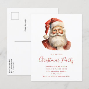 Invitation Carte Postale Fête du Père Noël rétro