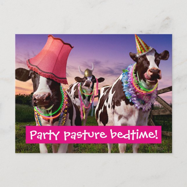 Invitation Carte Postale Fête "Jusqu'À ce que les vaches rentrent chez elle (Devant)