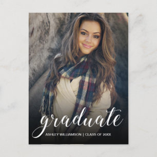 Invitation Carte Postale Fêter la photo Black Ombre Graduation Party