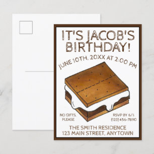 Invitation Carte Postale Feu de camp Guimauves S'mores Fête d'anniversaire
