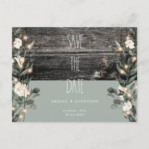 Invitation Carte Postale Feuillage rustique Sage Flore blanche Enregistrer 