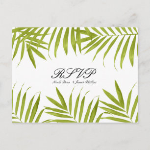 Invitation Carte Postale Feuilles tropicaux Été Mariage élégant RSVP