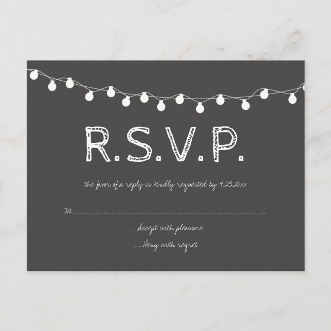 Invitation Carte Postale Feux de tableau noir RSVP (Devant)