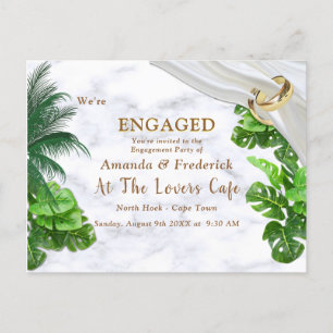 Invitation Carte Postale Fiançailles tropical romantique