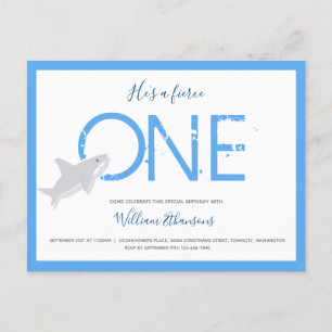 Invitation Carte Postale Fierce One Requin animal premier anniversaire Invi