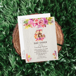 Invitation Carte Postale Fille Baby shower d'automne