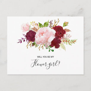 Invitation Carte Postale Fille Fleur Tropicale Rouge et Romantique