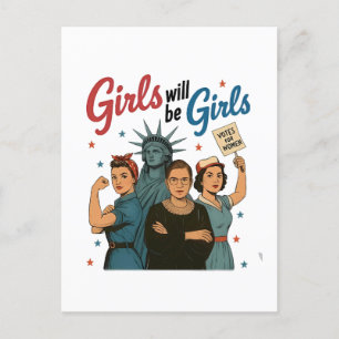 Invitation Carte Postale Fille sera Fille Féminisme Égalité Droits des femm