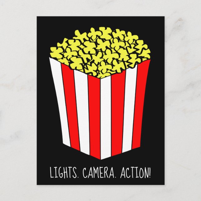 Invitation Carte Postale Film Projection Théâtre Popcorn Party (Devant)
