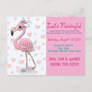 Invitation Carte Postale Flamant