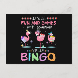 Invitation Carte Postale Flamant rose   Flaming Bingo drôle