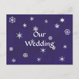 Invitation Carte Postale Flammes de neige blanches sur Blue Wedding Inviter