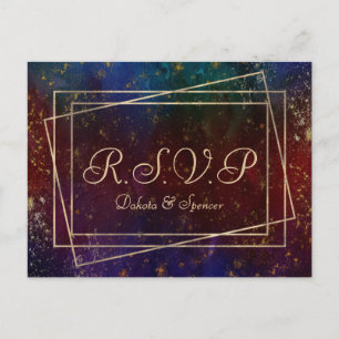 Invitation Carte Postale Flammes vibrantes Aquarelle couleur bijoux RSVP