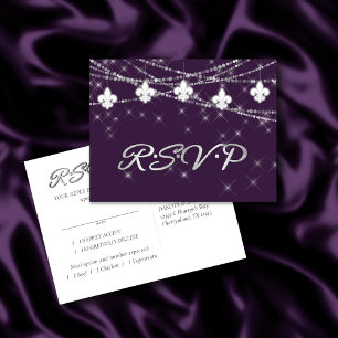 Invitation Carte Postale Fleur de Lis   Réponse de l'arbre profond pourpre