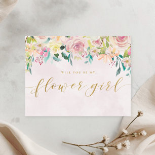 Invitation Carte Postale Fleur Rose Rustique Veux-Tu Être Ma Demoiselle D'H