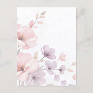 Invitation Carte Postale Fleurs d'aquarelle Pastel