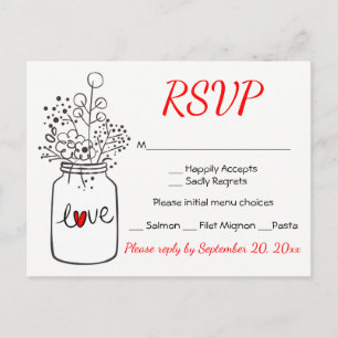 Invitation Carte Postale Fleurs de mariage rustiques noires dans un pot Mas