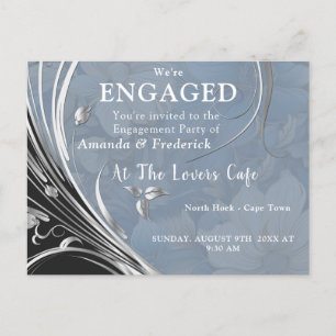 Invitation Carte Postale Fleurs de mélange bleu pâle doux