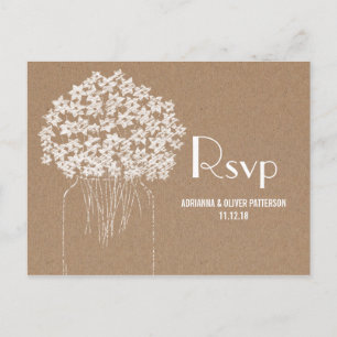 Invitation Carte Postale Fleurs de papier Brown rustiques de Papier