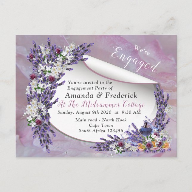 Invitation Carte Postale Fleurs de Tuberose et de Lavande (Devant)