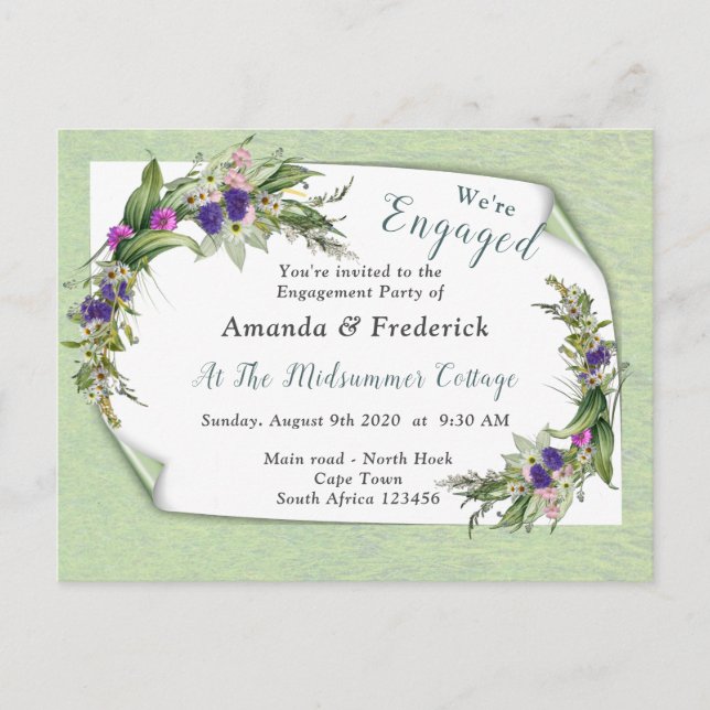Invitation Carte Postale Fleurs du printemps mi-été (Devant)