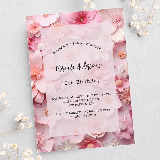 Invitation Carte Postale Fleurs roses rousses (Créateur téléchargé)