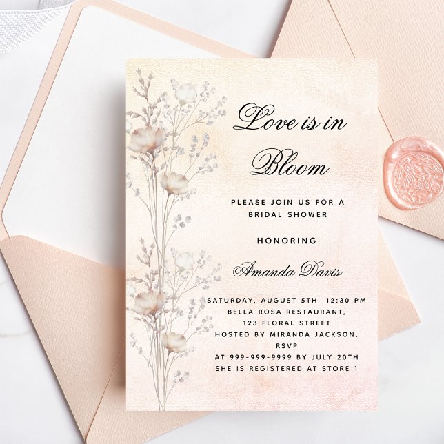 Invitation Carte Postale Fleurs sauvages de douche nuptiale amour en fleurs (Créateur téléchargé)