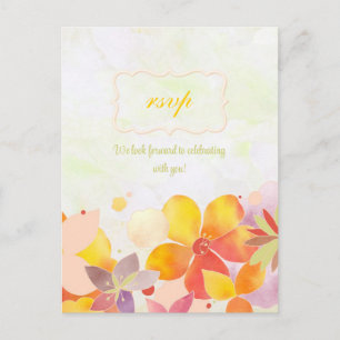 Invitation Carte Postale Fleurs tropicales hawaïennes mariage RSVP