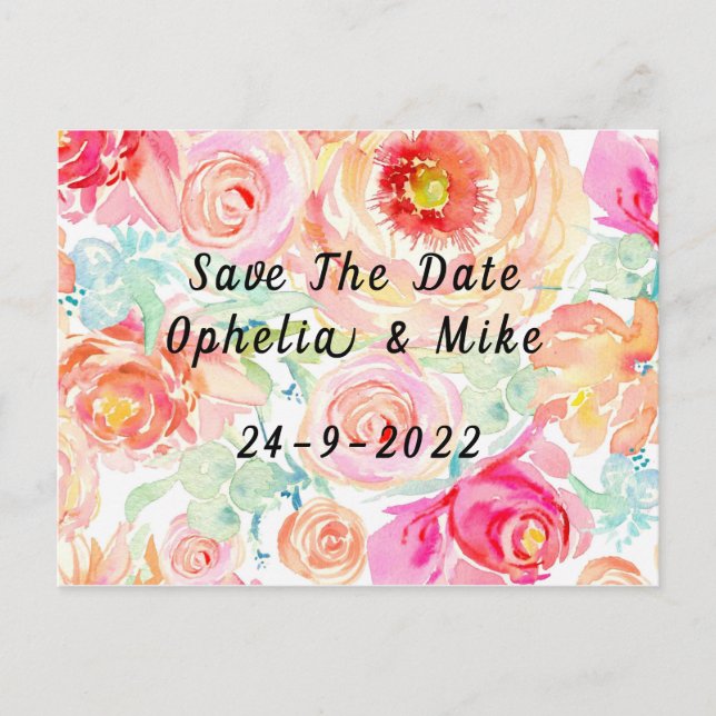 Invitation Carte Postale Flora ; Boho Joyeuses couleurs (Devant)