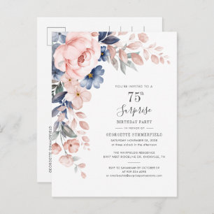 Invitation Carte Postale Floral 75e Surprise Anniversaire Botanique