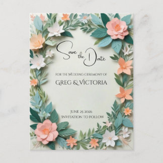Invitation Carte Postale Floral Enregistrer la date