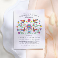 Floral Mexicain Folk Art Quinceañera Anniversaire
