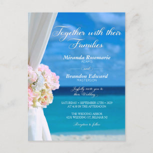 Invitation Carte Postale Floral moderne Plage Océan Mariage été