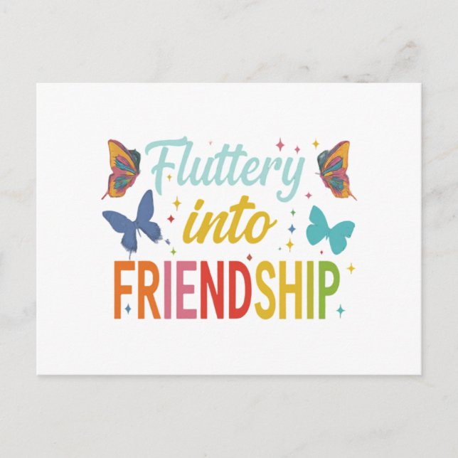 Invitation Carte Postale Flutter pour l'amitié (Devant)
